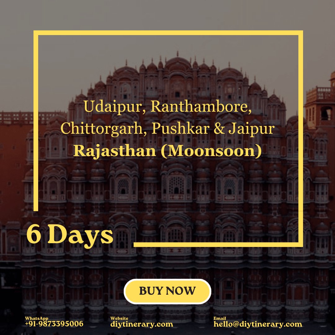Udaipur, Ranthambore, Chittorgarh, Pushkar, Jaipur - Rajasthan, India (Monsoon) | 6 Days (Asia) - DIYTINERARY - SINGH SISTERS PVT LIMITED